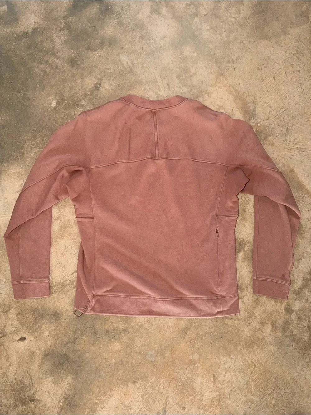 Lululemon Dusty Rose Crewneck Sweatshirt Hidden Zip Pocket Cinch Hem S